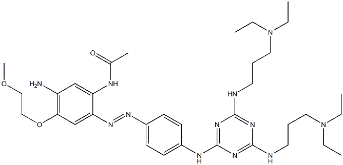 5'-Amino-2'-[4-[4,6-bis[3-(diethylamino)propylamino]-1,3,5-triazin-2-ylamino]phenylazo]-4'-(2-methoxyethoxy)acetanilide Struktur