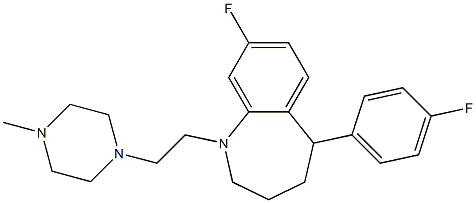 8-Fluoro-5-(4-fluorophenyl)-2,3,4,5-tetrahydro-1-[2-(4-methyl-1-piperazinyl)ethyl]-1H-1-benzazepine Struktur