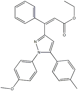 (Z)-3-Phenyl-3-[[1-(4-methoxyphenyl)-5-(4-methylphenyl)-1H-pyrazol]-3-yl]propenoic acid ethyl ester Struktur