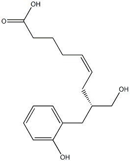 (5Z,8S)-8-Hydroxymethyl-9-(2-hydroxyphenyl)-5-nonenoic acid Struktur