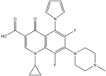 1-Cyclopropyl-6,8-difluoro-1,4-dihydro-5-(1H-pyrrol-1-yl)-7-(4-methyl-1-piperazinyl)-4-oxoquinoline-3-carboxylic acid Struktur