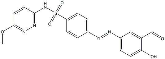 2-Hydroxy-5-[4-[(6-methoxypyridazin-3-yl)aminosulfonyl]phenylazo]benzaldehyde Struktur