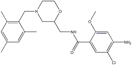 4-Amino-5-chloro-2-methoxy-N-[[4-(2,4,6-trimethylbenzyl)-2-morpholinyl]methyl]benzamide Struktur