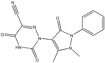 1-[(2,5-Dihydro-2,3-dimethyl-5-oxo-1-phenyl-1H-pyrazol)-4-yl]-5-cyano-6-azauracil Struktur