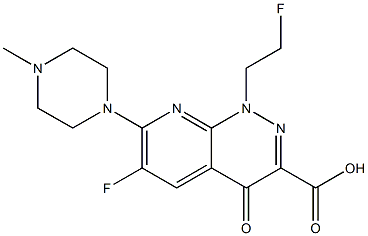 6-Fluoro-1-(2-fluoroethyl)-7-(4-methylpiperazino)-1,4-dihydro-4-oxopyrido[2,3-c]pyridazine-3-carboxylic acid Struktur