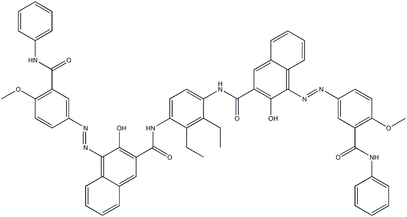 1,4-Bis[1-[4-methoxy-5-(phenylcarbamoyl)phenylazo]-2-hydroxy-3-naphthoylamino]-2,3-diethylbenzene Struktur