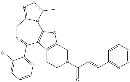 1-Methyl-6-(2-chlorophenyl)-9-[3-(pyridin-2-yl)acryloyl]-7,8,9,10-tetrahydro-4H-pyrido[4',3':4,5]thieno[3,2-f][1,2,4]triazolo[4,3-a][1,4]diazepine Struktur