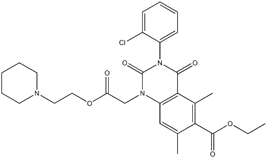 1,2,3,4-Tetrahydro-3-(2-chlorophenyl)-1-[(2-piperidinoethoxy)carbonylmethyl]-5,7-dimethyl-2,4-dioxoquinazoline-6-carboxylic acid ethyl ester Struktur