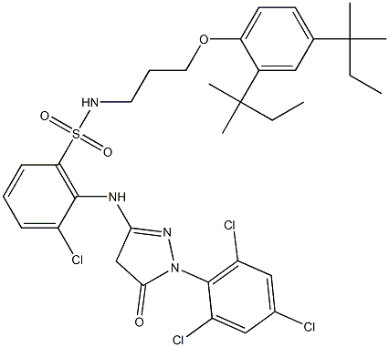 1-(2,4,6-Trichlorophenyl)-3-[2-chloro-6-[3-(2,4-di-tert-pentylphenoxy)propylsulfamoyl]anilino]-5(4H)-pyrazolone Struktur