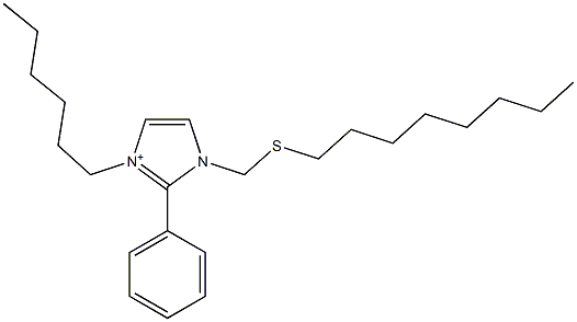 3-Hexyl-2-phenyl-1-[(octylthio)methyl]-1H-imidazol-3-ium Struktur