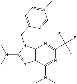 6,8-Bis(dimethylamino)-9-(4-methylbenzyl)-2-trifluoromethyl-9H-purine Struktur