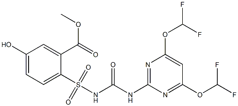 2-[[[[[4,6-Bis(difluoromethoxy)-2-pyrimidinyl]amino]carbonyl]amino]sulfonyl]-5-hydroxybenzoic acid methyl ester Struktur