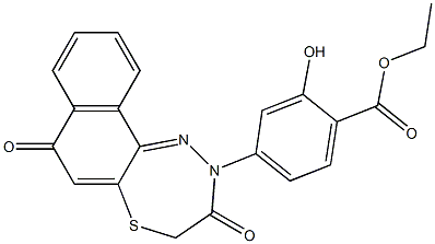 7,8-Dihydro-10-[4-(ethoxycarbonyl)-3-hydroxyphenyl]-7-thia-10,11-diaza-10H-cyclohepta[a]naphthalene-5,9-dione Struktur