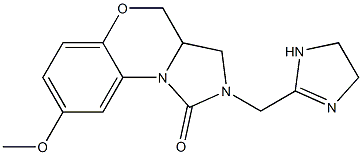 8-Methoxy-2,3,3a,4-tetrahydro-2-[(1-imidazolin-2-yl)methyl]-1H-imidazo[5,1-c][1,4]benzoxazin-1-one Struktur