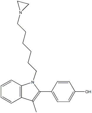 3-Methyl-2-(4-hydroxyphenyl)-1-[6-(aziridin-1-yl)hexyl]-1H-indole Struktur