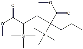 2-Propyl-2,4-bis(trimethylsilyl)pentanedioic acid dimethyl ester Struktur