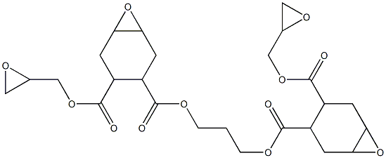 Bis[2-(glycidyloxycarbonyl)-4,5-epoxy-1-cyclohexanecarboxylic acid]1,3-propanediyl ester Struktur