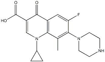 1-Cyclopropyl-6-fluoro-8-methyl-1,4-dihydro-7-(piperazin-1-yl)-4-oxoquinoline-3-carboxylic acid Struktur