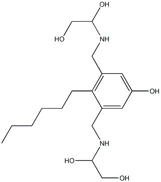 3,5-Bis[[(1,2-dihydroxyethyl)amino]methyl]-4-hexylphenol Struktur