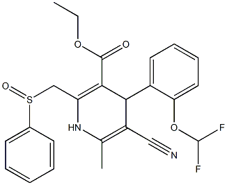 5-Cyano-1,4-dihydro-6-methyl-2-[phenylsulfinylmethyl]-4-(2-difluoromethoxyphenyl)pyridine-3-carboxylic acid ethyl ester Struktur