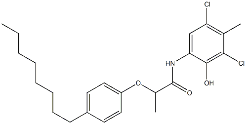 2-[2-(4-Octylphenoxy)propanoylamino]-4,6-dichloro-5-methylphenol Struktur