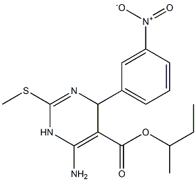 6-Amino-1,4-dihydro-2-methylthio-4-(3-nitrophenyl)pyrimidine-5-carboxylic acid sec-butyl ester Struktur