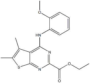 5,6-Dimethyl-4-(2-methoxyphenylamino)thieno[2,3-d]pyrimidine-2-carboxylic acid ethyl ester Struktur