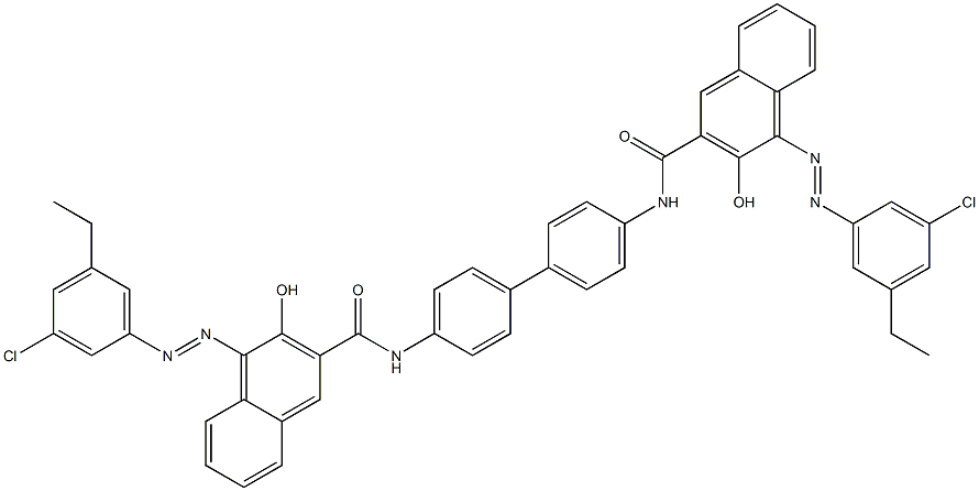 4,4'-Bis[1-[(3-chloro-5-ethylphenyl)azo]-2-hydroxy-3-naphthoylamino]biphenyl Struktur