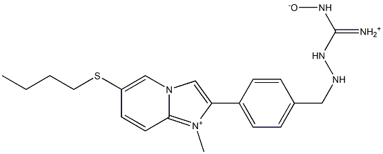 1-Methyl-6-butylthio-2-[4-[2-[iminio(hydroxyamino)methyl]hydrazinomethyl]phenyl]imidazo[1,2-a]pyridin-1-ium Struktur