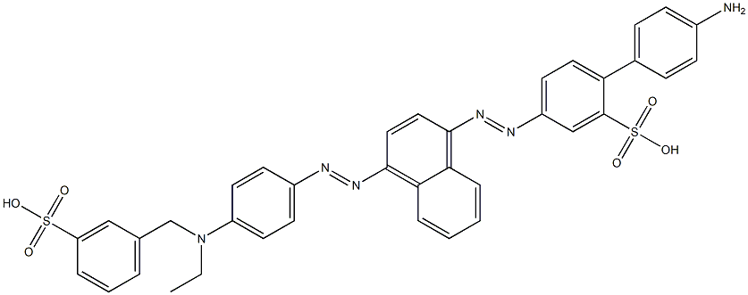 2-(4-Aminophenyl)-5-[4-[4-[N-ethyl-N-(3-sulfophenylmethyl)amino]phenylazo]-1-naphtylazo]-1-benzenesulfonic acid Struktur