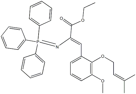 (Z)-2-[(Triphenylphosphoranylidene)amino]-3-[3-methoxy-2-[(3-methyl-2-butenyl)oxy]phenyl]acrylic acid ethyl ester Struktur