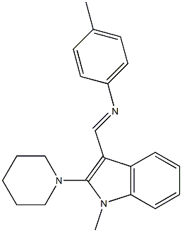 1-Methyl-3-[[(4-methylphenyl)imino]methyl]-2-piperidino-1H-indole Struktur