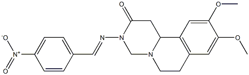 3-(4-Nitrobenzylideneamino)-9,10-dimethoxy-1,3,4,6,7,11b-hexahydro-2H-pyrimido[6,1-a]isoquinolin-2-one Struktur