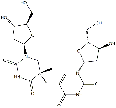 (5S)-5-(2'-Deoxyuridine-5-ylmethyl)-5,6-dihydrothymidine Struktur