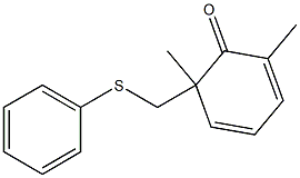 2,6-Dimethyl-6-[phenylthiomethyl]-2,4-cyclohexadien-1-one Struktur