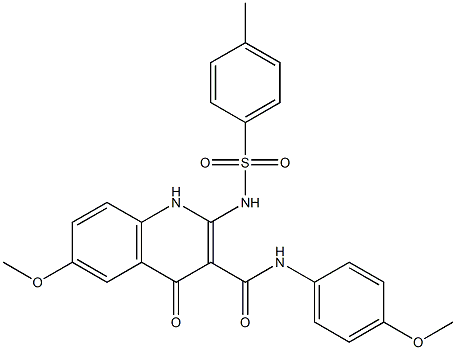 1,4-Dihydro-6-methoxy-N-(4-methoxyphenyl)-2-(4-methylphenylsulfonylamino)-4-oxoquinoline-3-carboxamide Struktur