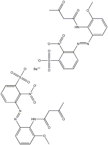 Bis[3-[2-(1,3-dioxobutylamino)-3-methoxyphenylazo]-2-nitrobenzenesulfonic acid]barium salt Struktur