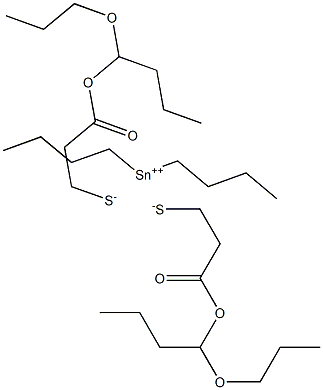 Dibutyltin(IV)bis[3-(1-propoxybutoxy)-3-oxopropane-1-thiolate] Struktur