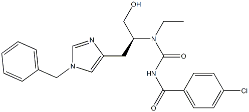 N-[(S)-2-(1-Benzyl-1H-imidazol-4-yl)1-hydroxymethylethyl]-N-ethyl-N'-(4-chlorobenzoyl)urea Struktur