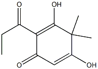 2-Propionyl-3,5-dihydroxy-4,4-dimethyl-2,5-cyclohexadien-1-one Struktur