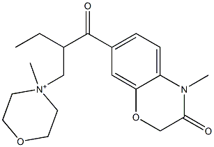 4-[2-[(3,4-Dihydro-4-methyl-3-oxo-2H-1,4-benzoxazin)-7-ylcarbonyl]butyl]-4-methylmorpholinium Struktur