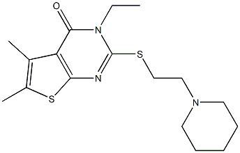 5,6-Dimethyl-3-ethyl-2-[[2-piperidinoethyl]thio]thieno[2,3-d]pyrimidin-4(3H)-one Struktur