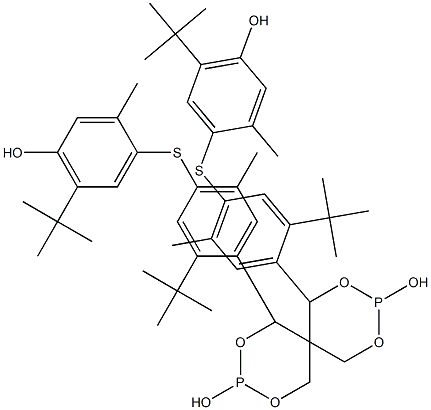 1,11-Bis[4-[(5-tert-butyl-4-hydroxy-2-methylphenyl)thio]-2-tert-butyl-5-methylphenyl]-2,4,8,10-tetraoxa-3,9-diphosphaspiro[5.5]undecane-3,9-diol Struktur