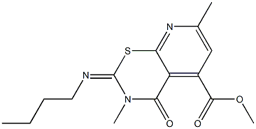 2-(Butylimino)-3,4-dihydro-3,7-dimethyl-4-oxo-2H-pyrido[3,2-e][1,3]thiazine-5-carboxylic acid methyl ester Struktur