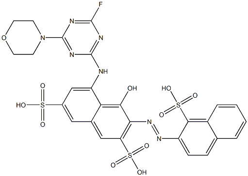 5-(4-Fluoro-6-morpholino-1,3,5-triazin-2-ylamino)-4-hydroxy-3-(1-sulfo-2-naphtylazo)naphthalene-2,7-disulfonic acid Struktur