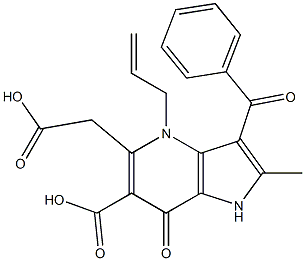 3-Benzoyl-1-carboxymethyl-4,7-dihydro-2-methyl-4-(2-propenyl)-7-oxo-1H-pyrrolo[3,2-b]pyridine-6-carboxylic acid Struktur