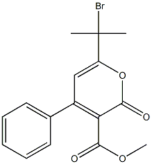 2-Oxo-4-phenyl-6-(1-bromo-1-methylethyl)-2H-pyran-3-carboxylic acid methyl ester Struktur