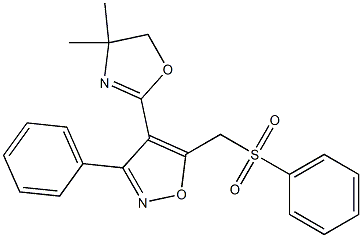 3-Phenyl-4-(4,4-dimethyl-2-oxazolin-2-yl)-5-[(phenylsulfonyl)methyl]isoxazole Struktur