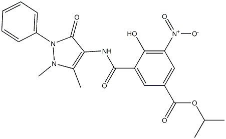 N-(2,3-Dihydro-1,5-dimethyl-3-oxo-2-phenyl-1H-pyrazol-4-yl)-4-hydroxy-5-nitroisophthalamic acid isopropyl ester Struktur