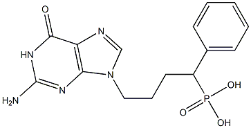 2-Amino-9-(4-phenyl-4-phosphonobutyl)-9H-purin-6(1H)-one Struktur